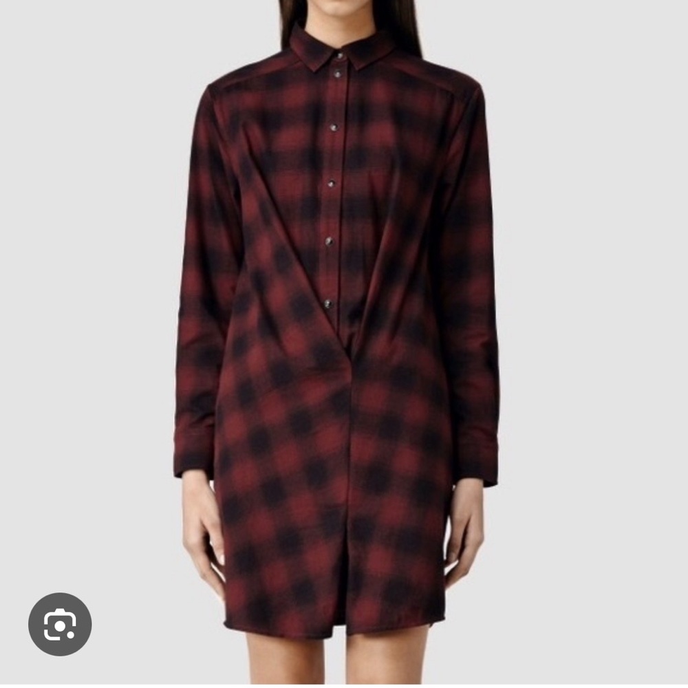 all saints plaid kayla shirt dress